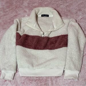 Cozy Cream and Brown Fleece Pullover